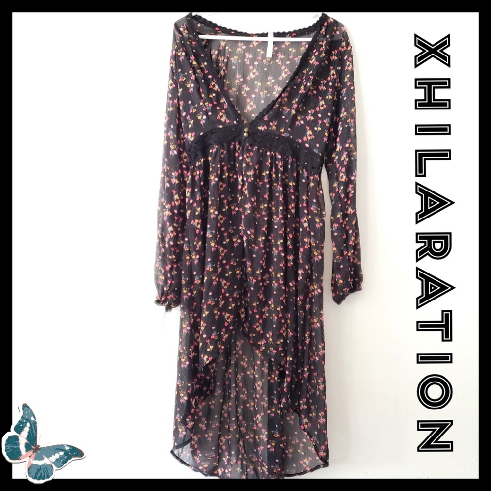 ♥️ Xhilaration:Size:XS/ Sheer Floral Kimono Duster